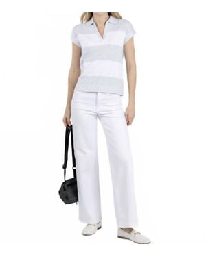 Kinross Cashmere Rib Splitneck Polo - White