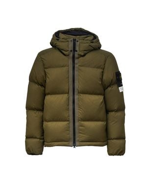 Stone Island Advanced Ripstop Cordura Down Jacket With Detachable Hood - Green