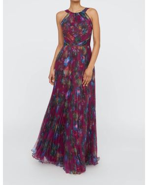 THEIA Naveen Pleated Gown - Purple