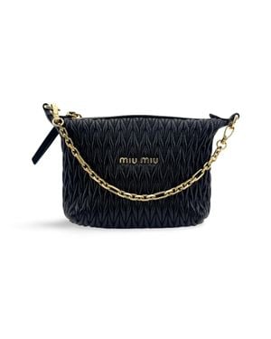 Miu Miu Matelassé Leather Clutch Mini Bag - Black
