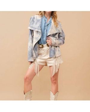 Blue B Suede Tie Dye Moto Jacket - Blue