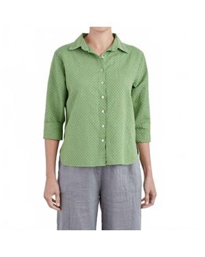 cut-loose Pinhole Crop Easy Shirt - Green
