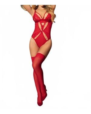 MAPALE Theodora Teddy Lingerie Bodysuit - Red