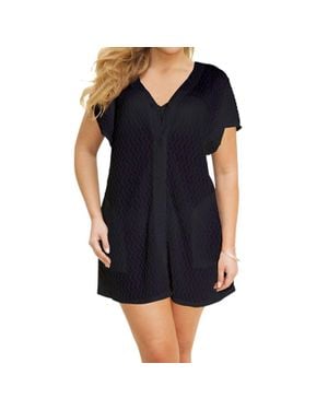 Jordan Taylor Braided Chevron Button Up Tunic - Black