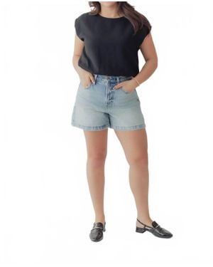 Crescent Samara Cap Sleeve Bubble Hem Top - Blue