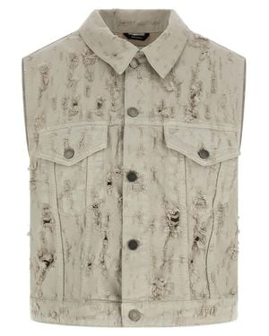Haikure Cotton Sleeveless Jacket - Gray