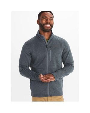 Marmot Drop Line Jacket Steel Onyx Full Zip Long Sleeve Cozy Kfc565 - Blue