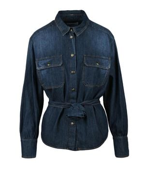 Marella Wide-Fit Denim Cotton Shirt - Blue