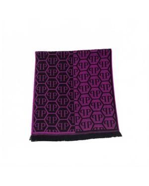 Philipp Plein Acrylic Woold Logo Scarf - Purple