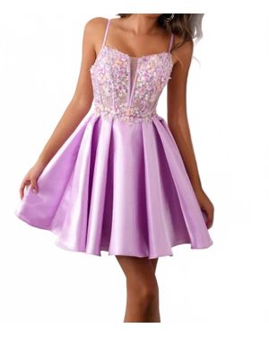 Lucci Lu Corset Bodice A-Line Dress - Purple