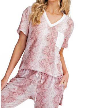 143 Story Snake Skin Pocket Top - Red