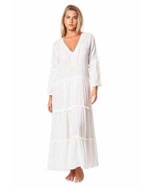 La Moda Clothing Audrey Tiered Maxi Dress - White