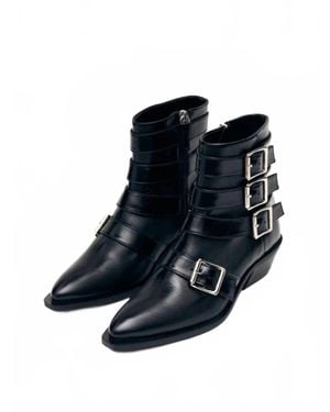 Alohas Eras Leather Ankle Boots - Blue