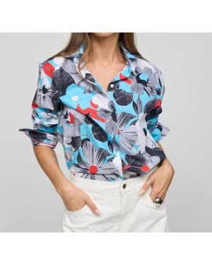 Hinson Wu Halsey Long Sleeve Pop Art Flower Shirt - Blue