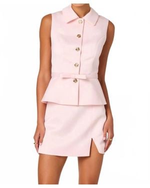 Astr Jamia Peplum Button-Front Mini Dress - Pink