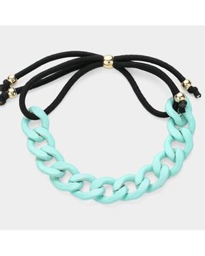 Fashnzfab Colored Curb Chain Adjustable Bracelet - Blue