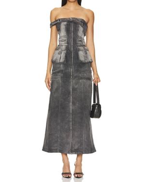 MARRKNULL Cargo Denim Dress - Gray