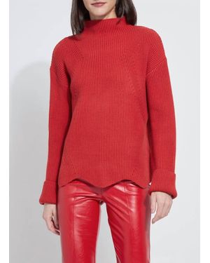 Lyssé Hyacinth Cozy Rib Scallop Edge Pullover - Red