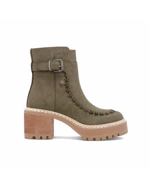 MIA Faux Suede Chunky Heel Bootie - Green