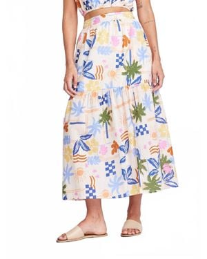 Self Contrast Rain Maxi Skirt - Multicolor