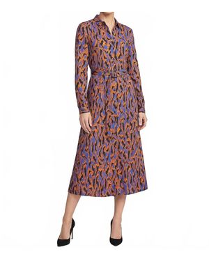 DESOTO Abstract Print Midi Shirtdress - Red