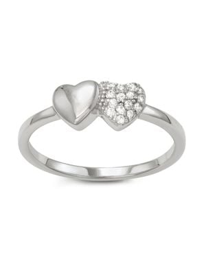Junior Jewels Sterling Children's Cubic Zirconia Double Heart Ring - Metallic