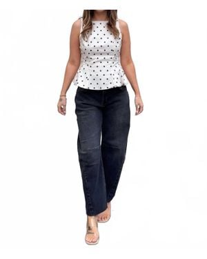 Thml Gracelyn Polka Dot Peplum Top - Blue