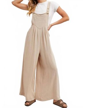 Bluivy Esther Wide Leg Overall Jumpsuit - Natural