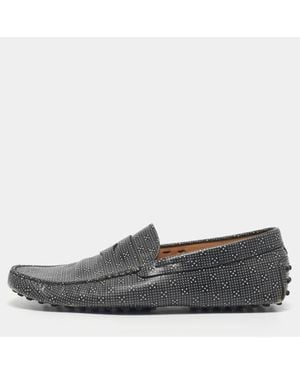 Tod's Two Tone Leather Slip On Driver Loafers - Black