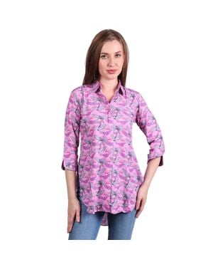 TRUEDAMES Printed Modal Shirt For Soft Breathable Casual Top Style - Purple