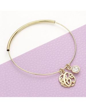 Fashnzfab C- Initial Monogram Bangle Bracelet - Purple