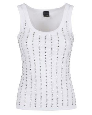 Pinko Cecily Embellished Scoop Neck Tank Top - White