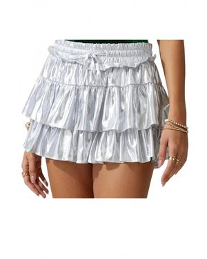 Day + Moon Tiered Satin Skort With Ties - Blue