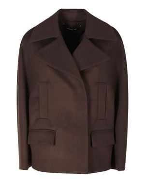 FEDERICA TOSI Dark Short Caban Wool-Cashmere Coat - Brown
