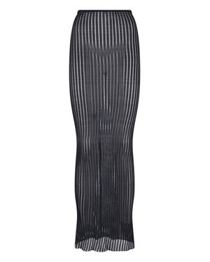 Dondup Sheer Ribbed Knit Maxi Skirt - Gray