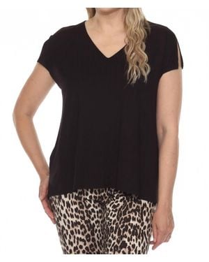 Joseph Ribkoff V-Neck Split Sleeve Loose Fit Top - Black