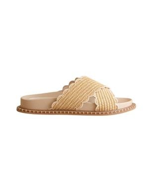 Oasis Society Fabby Double Strap Raffia Slide - Brown