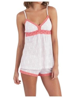 Twelve Eighty Eight Brianne Spaghetti Strap Camisole Mini Boxer Pajama Set - White