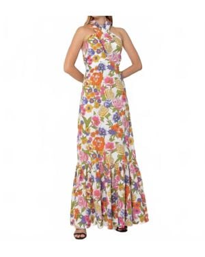 SWF Crossover Halter Maxi Dress - Multicolor