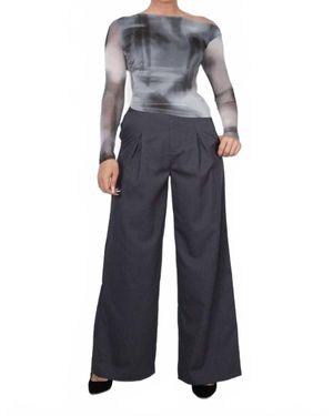 Shop Iris Basic Pintuck Woven Wide Leg Pants - Blue