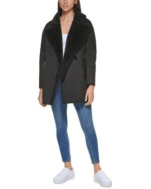 Calvin Klein Midi Warm Faux Fur Coat - Black