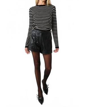 Olivaceous Maya Striped Crew Neck Sweater - Black