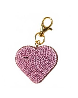 DML Wholesale Rhinestone Heart Charm Safety Alarm Keychain - Pink