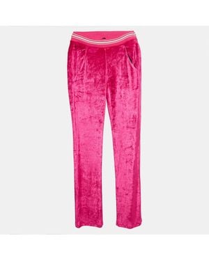 Roberto Cavalli Embroidered Velvet Knit Pants - Pink