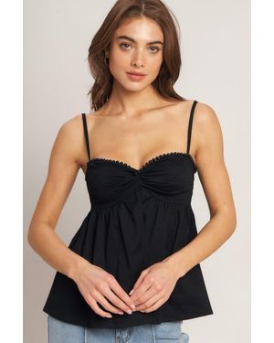 TRUEDAMES Sleek Temptation Woven Top - Black