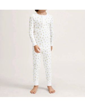 Petite Plume Kid's Pima Snug Fit Pajama Set - White