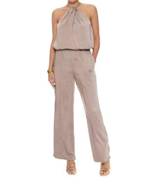 Crescent Sammie Satin Halter Top - Natural