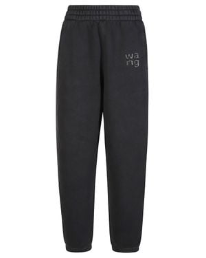 T By Alexander Wang Hotfix Logo Relaxed Cotton Blend Sweatpants - Black