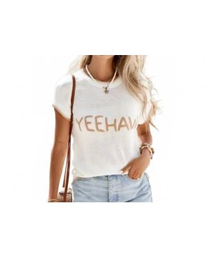 Little Daisy Closet Knitted Yeehaw Stitch Edge Crew Neck Sweater T Shirt - Black