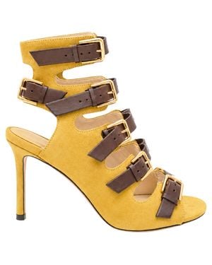 Jimmy Choo Trick 110 Buckled Sandal Heels - Metallic